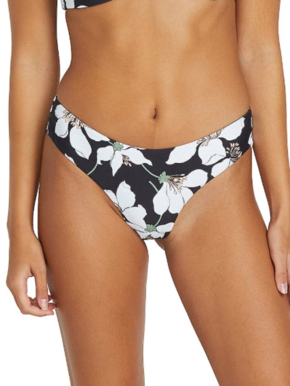 Volcom Juniors' Midnight Lily Printed Cheeky Bikini Bottoms Swim Size L  7502